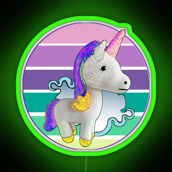 Cute Unicorn Crochet Doll RGB Neon Sign