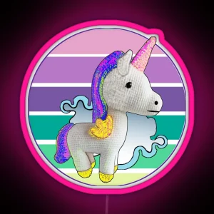 Cute Unicorn Crochet Doll RGB Neon Sign