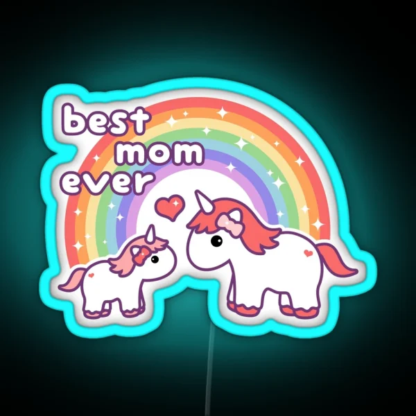 Cute Unicorn Mom RGB Neon Sign