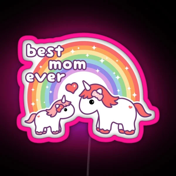 Cute Unicorn Mom RGB Neon Sign