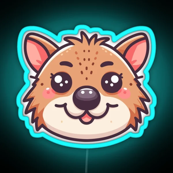 Cute Vectoral Bandicoot Face RGB Neon Sign