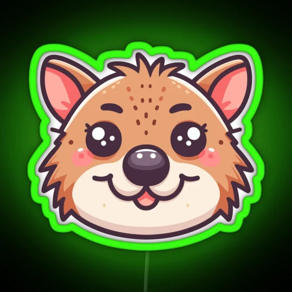 Cute Vectoral Bandicoot Face RGB Neon Sign
