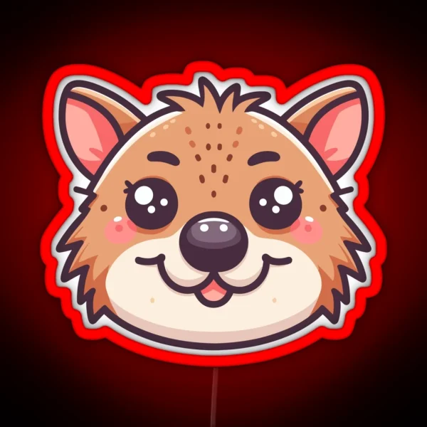 Cute Vectoral Bandicoot Face RGB Neon Sign