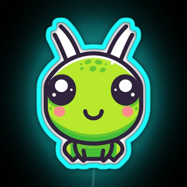 Cute Vectoral Grasshopper Face RGB Neon Sign