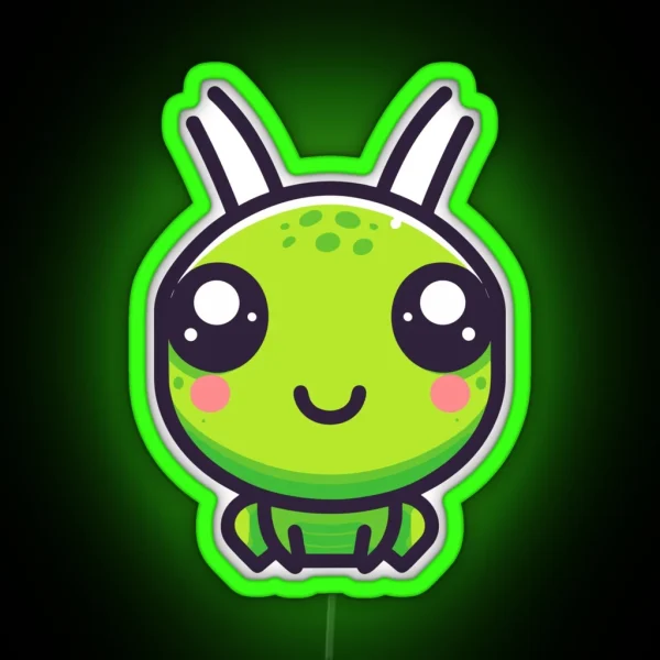 Cute Vectoral Grasshopper Face RGB Neon Sign