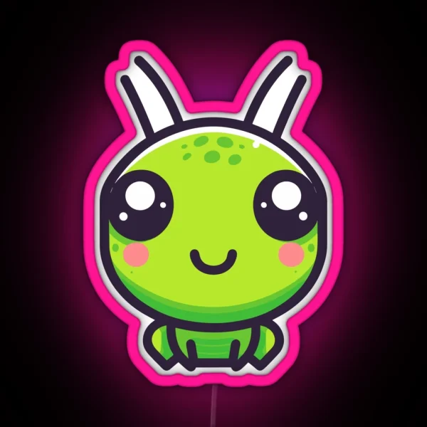 Cute Vectoral Grasshopper Face RGB Neon Sign