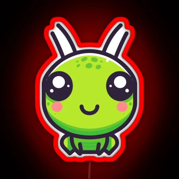 Cute Vectoral Grasshopper Face RGB Neon Sign