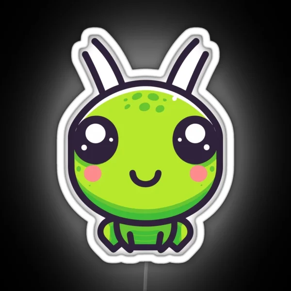 Cute Vectoral Grasshopper Face RGB Neon Sign