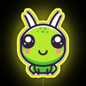 Cute Vectoral Grasshopper Face RGB Neon Sign