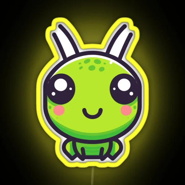 Cute Vectoral Grasshopper Face RGB Neon Sign
