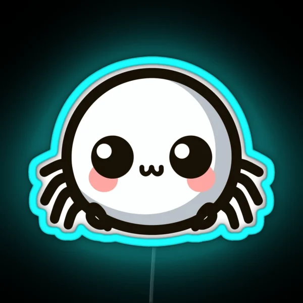 Cute Vectoral Spider Face RGB Neon Sign