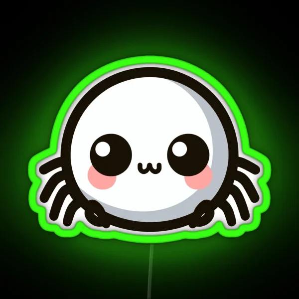 Cute Vectoral Spider Face RGB Neon Sign