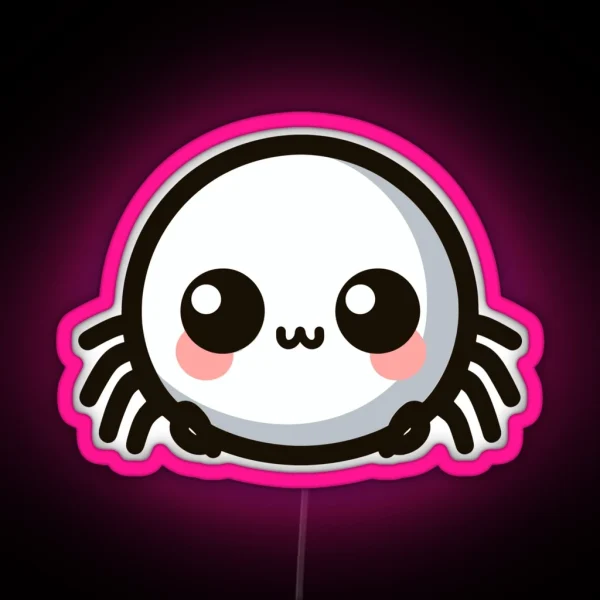 Cute Vectoral Spider Face RGB Neon Sign