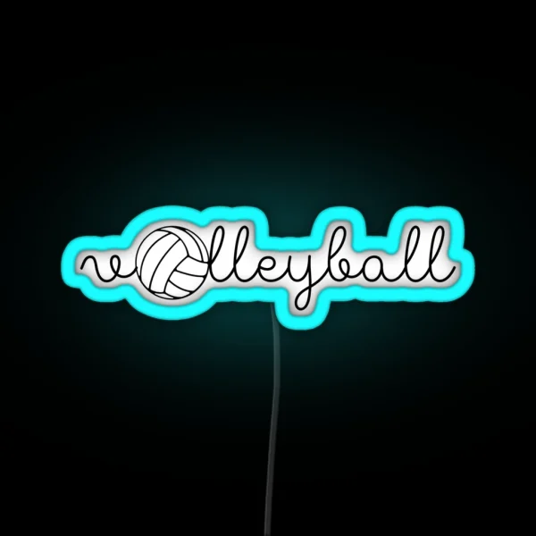 Cute Volleyball Cursive With Ball RGB Neon Sign