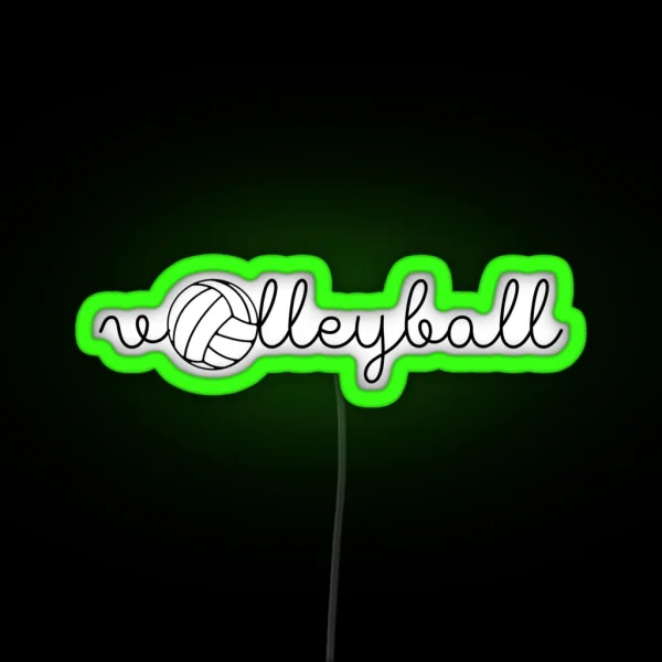 Cute Volleyball Cursive With Ball RGB Neon Sign