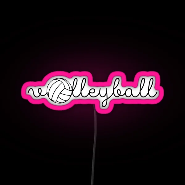 Cute Volleyball Cursive With Ball RGB Neon Sign