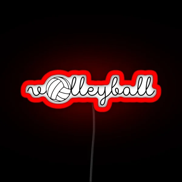 Cute Volleyball Cursive With Ball RGB Neon Sign