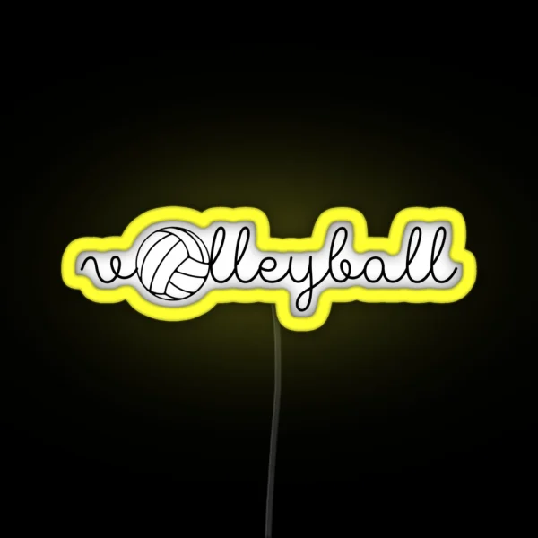 Cute Volleyball Cursive With Ball RGB Neon Sign