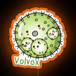 Cute Volvox Algae Plankton Cartoon Character Microalgae Art RGB Neon Sign