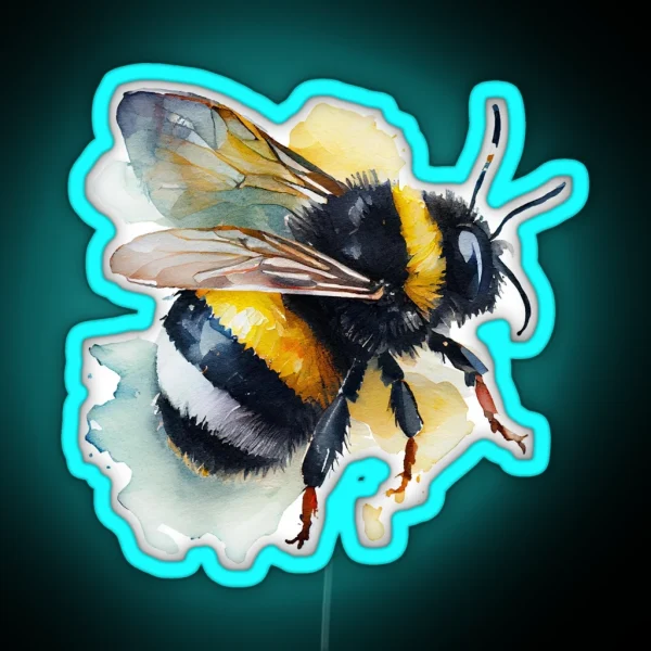 Cute Watercolor Bumblebee RGB Neon Sign