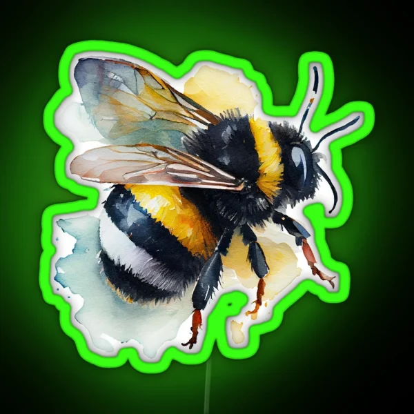 Cute Watercolor Bumblebee RGB Neon Sign