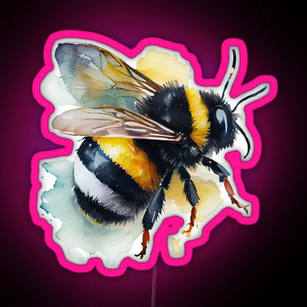 Cute Watercolor Bumblebee RGB Neon Sign
