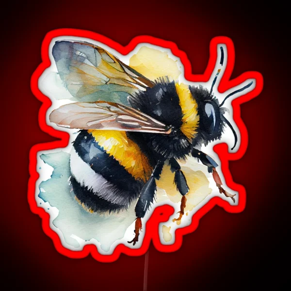 Cute Watercolor Bumblebee RGB Neon Sign