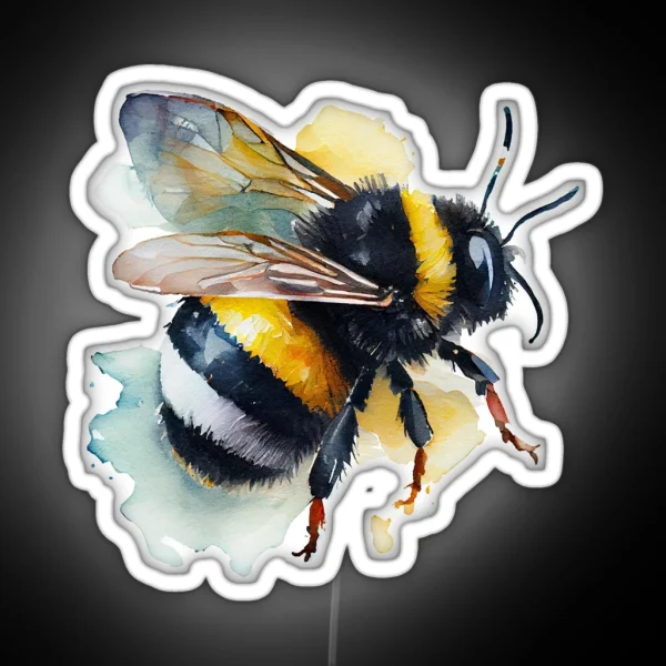 Cute Watercolor Bumblebee RGB Neon Sign