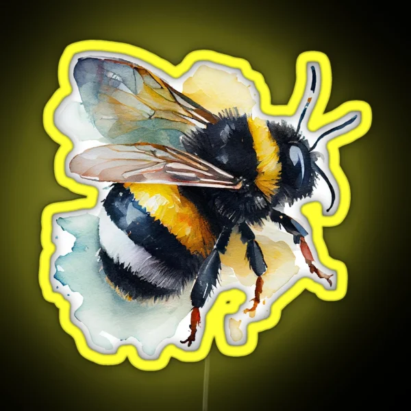 Cute Watercolor Bumblebee RGB Neon Sign