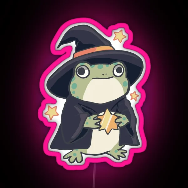 Cute Wizard Frog RGB Neon Sign