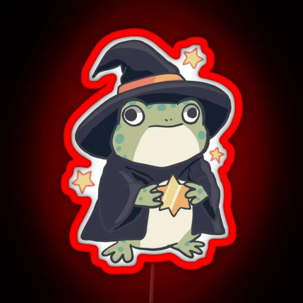 Cute Wizard Frog RGB Neon Sign