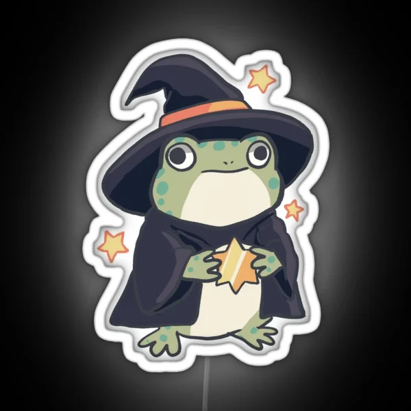 Cute Wizard Frog RGB Neon Sign