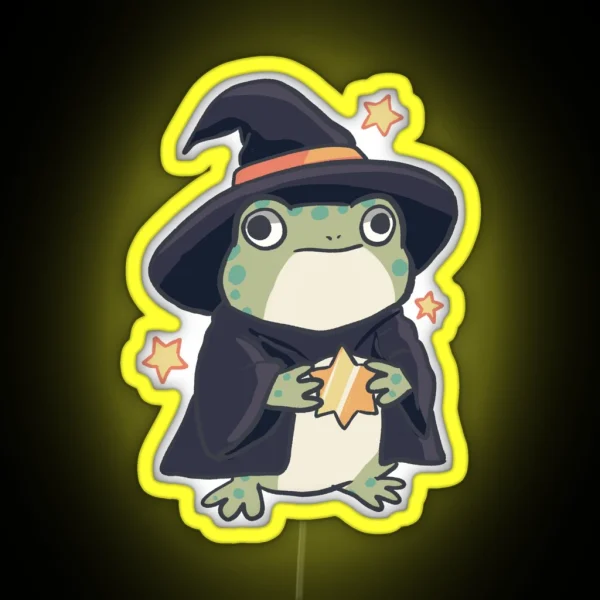 Cute Wizard Frog RGB Neon Sign