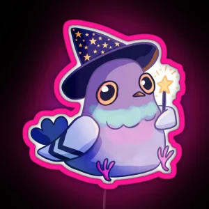 Cute Wizard Pigeon RGB Neon Sign