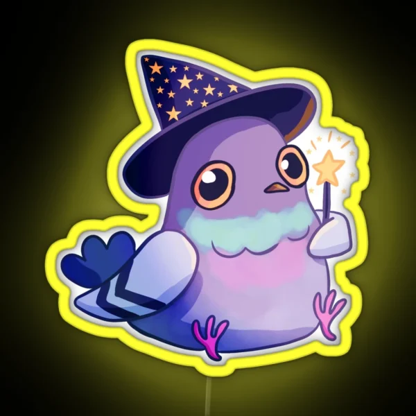 Cute Wizard Pigeon RGB Neon Sign