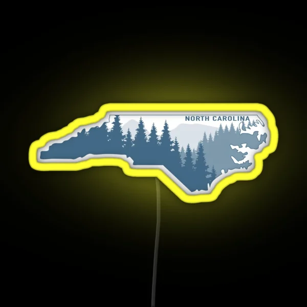 Cyan North Carolina RGB Neon Sign