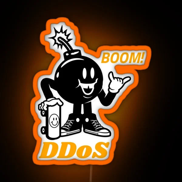 Cyber Security Hacker Ddos Attack BOOM RGB Neon Sign