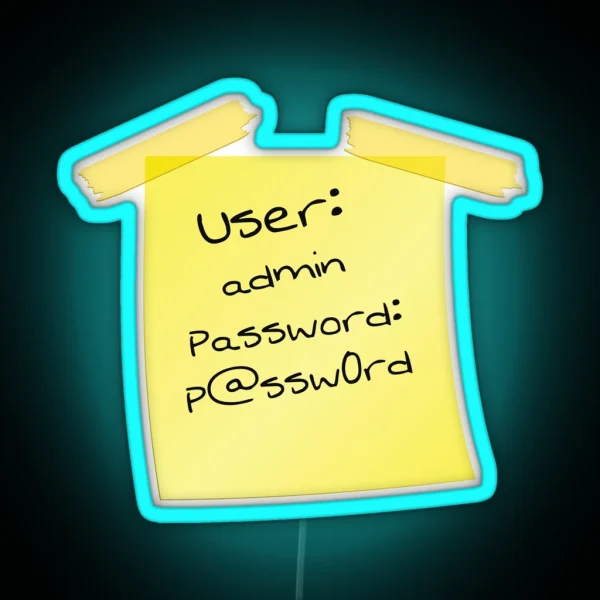 Cyber Security Hacker Yellow Post IT User Name And RGB Neon Sign
