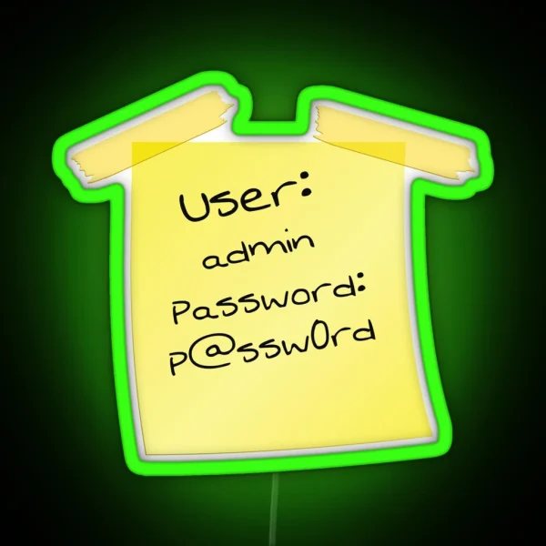 Cyber Security Hacker Yellow Post IT User Name And RGB Neon Sign
