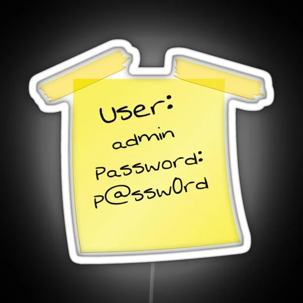 Cyber Security Hacker Yellow Post IT User Name And RGB Neon Sign