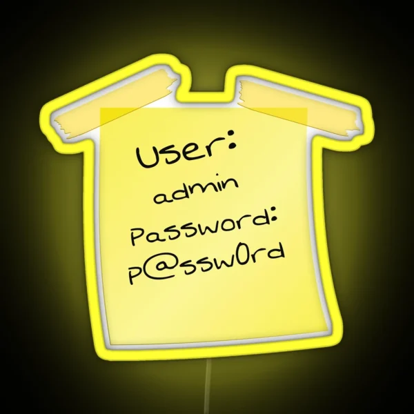 Cyber Security Hacker Yellow Post IT User Name And RGB Neon Sign