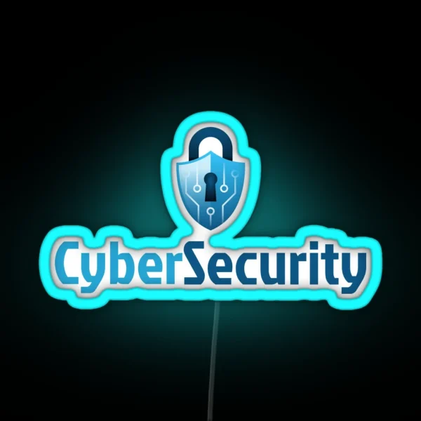 Cyber Security Lock Blue RGB Neon Sign