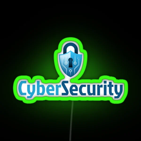 Cyber Security Lock Blue RGB Neon Sign