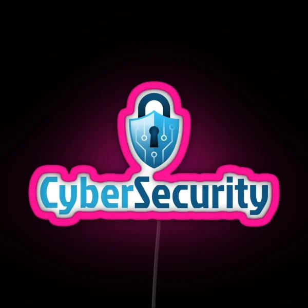 Cyber Security Lock Blue RGB Neon Sign