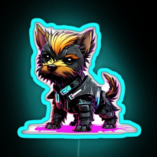 Cyberpunk Small Dog In Neon Colors RGB Neon Sign
