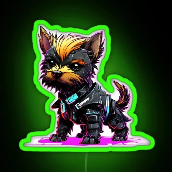 Cyberpunk Small Dog In Neon Colors RGB Neon Sign