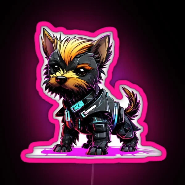 Cyberpunk Small Dog In Neon Colors RGB Neon Sign