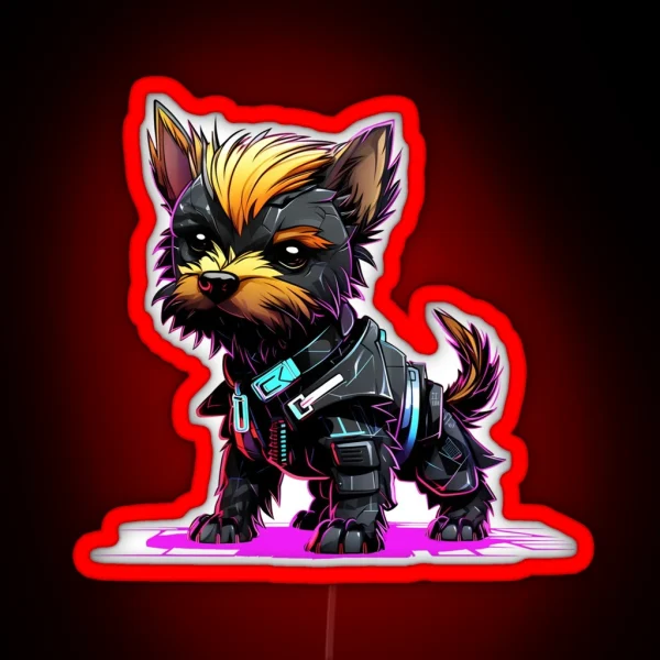 Cyberpunk Small Dog In Neon Colors RGB Neon Sign
