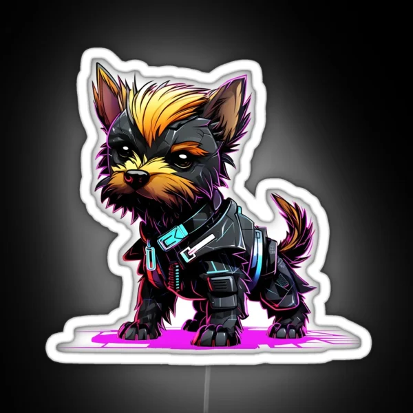 Cyberpunk Small Dog In Neon Colors RGB Neon Sign