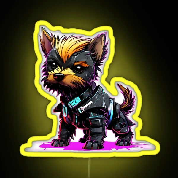 Cyberpunk Small Dog In Neon Colors RGB Neon Sign